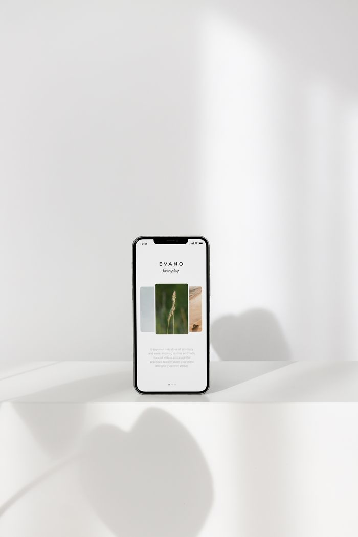Un smartphone élégant affichant une œuvre dans un décor minimaliste, idéal pour des thèmes liés à la technologie et au design.